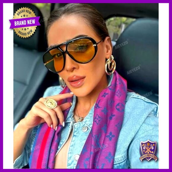 Oversized Aviator Sunglasses Retro Big Frame UV400 Protection Fashion main image 6